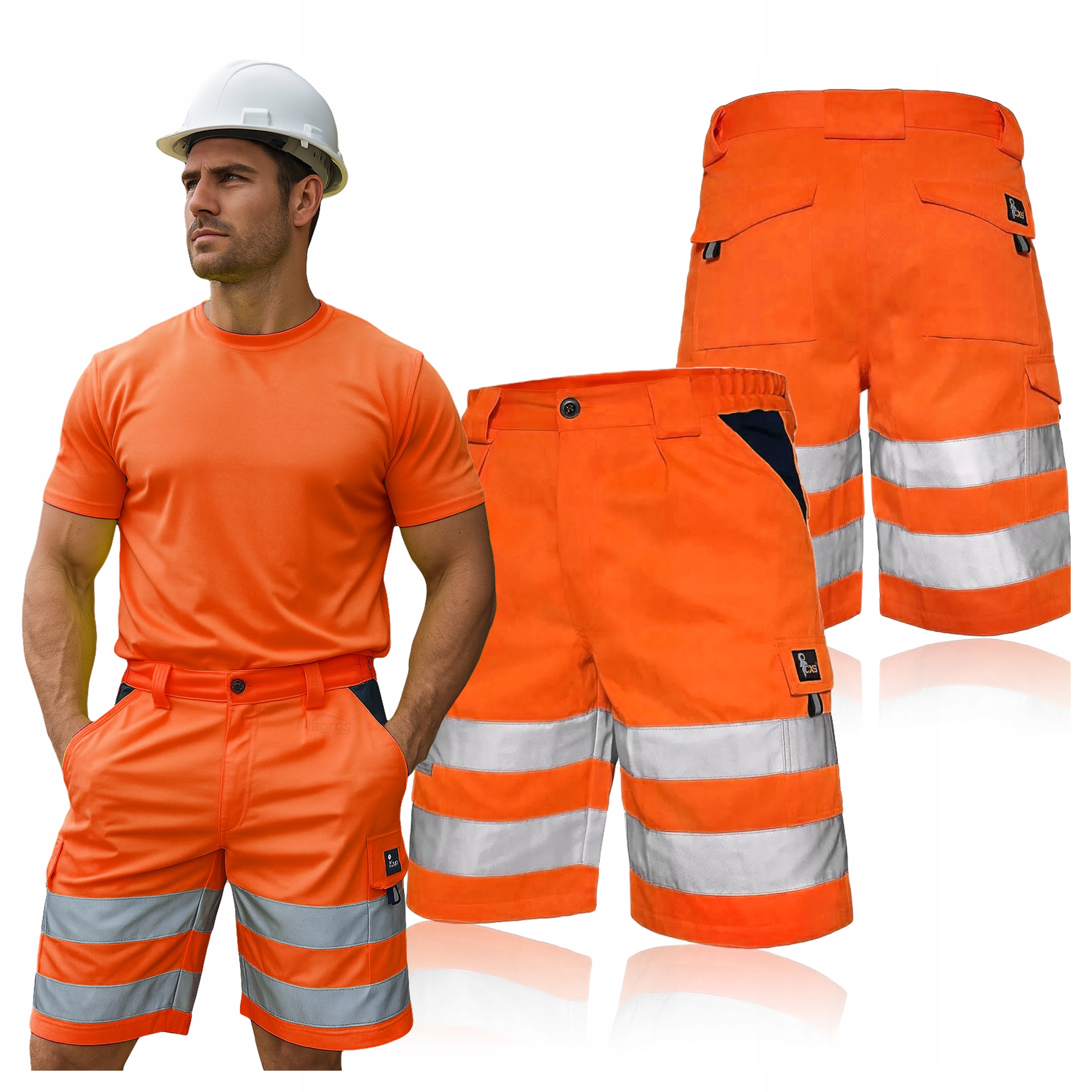 Krátké Kraťasy Pánské bermudy Reflexní výstražné šortky vel. 46