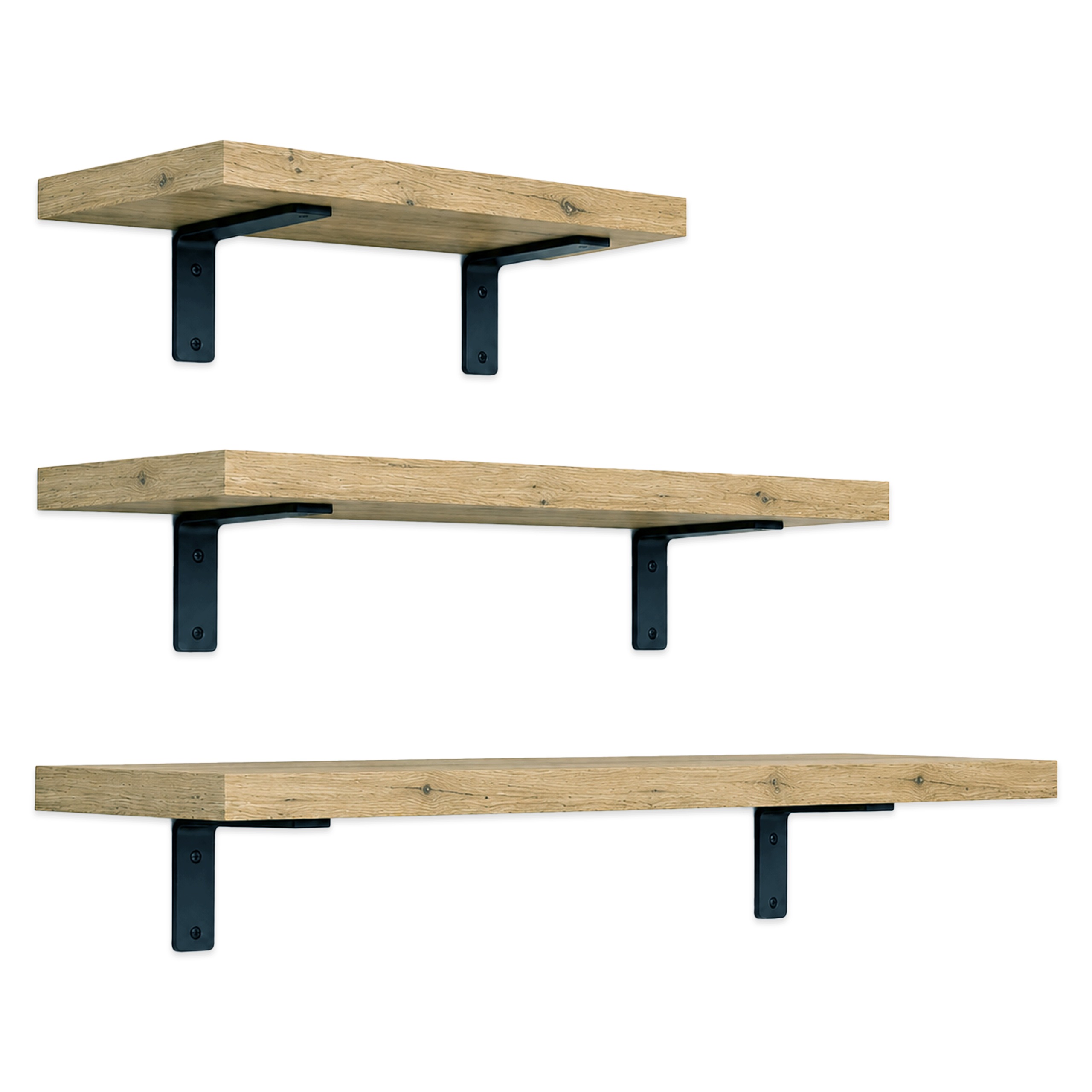 Półka Wisząca Ścienna Loft Dąb Artisan Zestaw 3 szt 30/45/60 cm Wsporniki