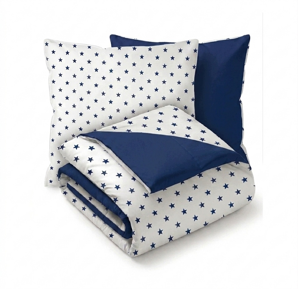 Pościel Dwustronna 160x200cm 2x70x80cm, 140g/m2,100% bawełna wzór: Gwiazdki