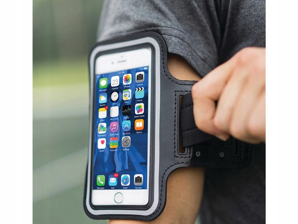 POKROWIEC ETUI NA RAMIĘ TELEFON OPASKA DO BIEGANIA Kolor dominujący czarny
