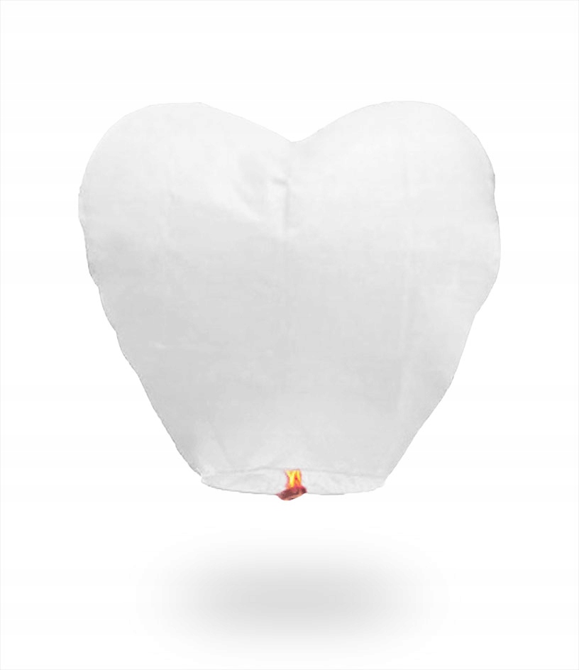 Lampion szczęścia latający SERCE BIAŁY XXXL 10szt