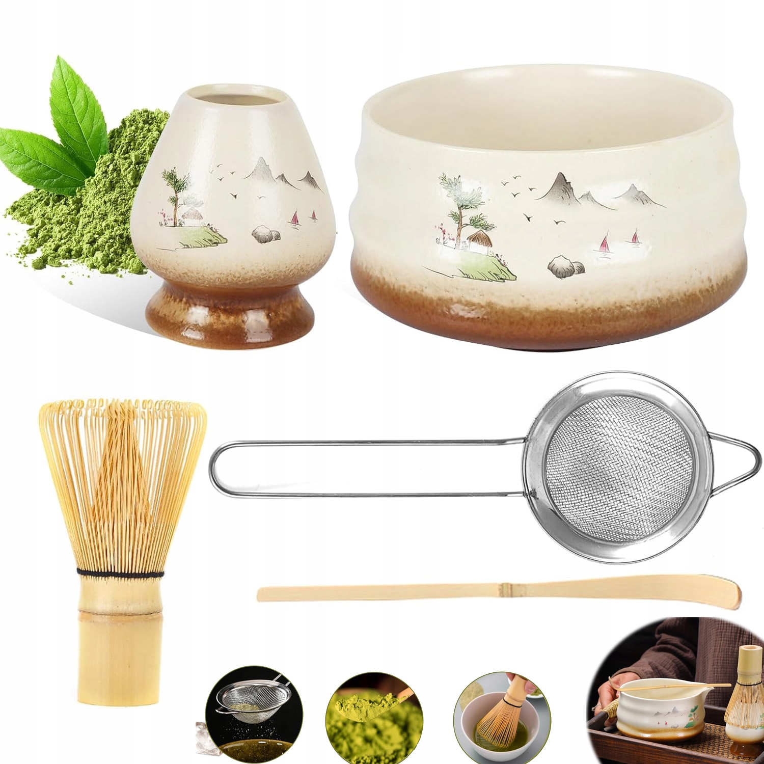 Levně Bambusová Sada Metliček Na Čaj Matcha Pro Výrobu Matchy 5V1