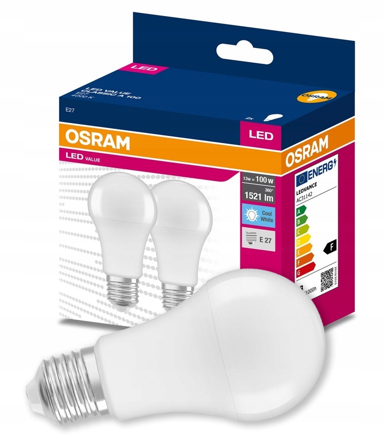 

Zestaw 2x Żarówka Led E27 13W 4000K 1521lm Osram