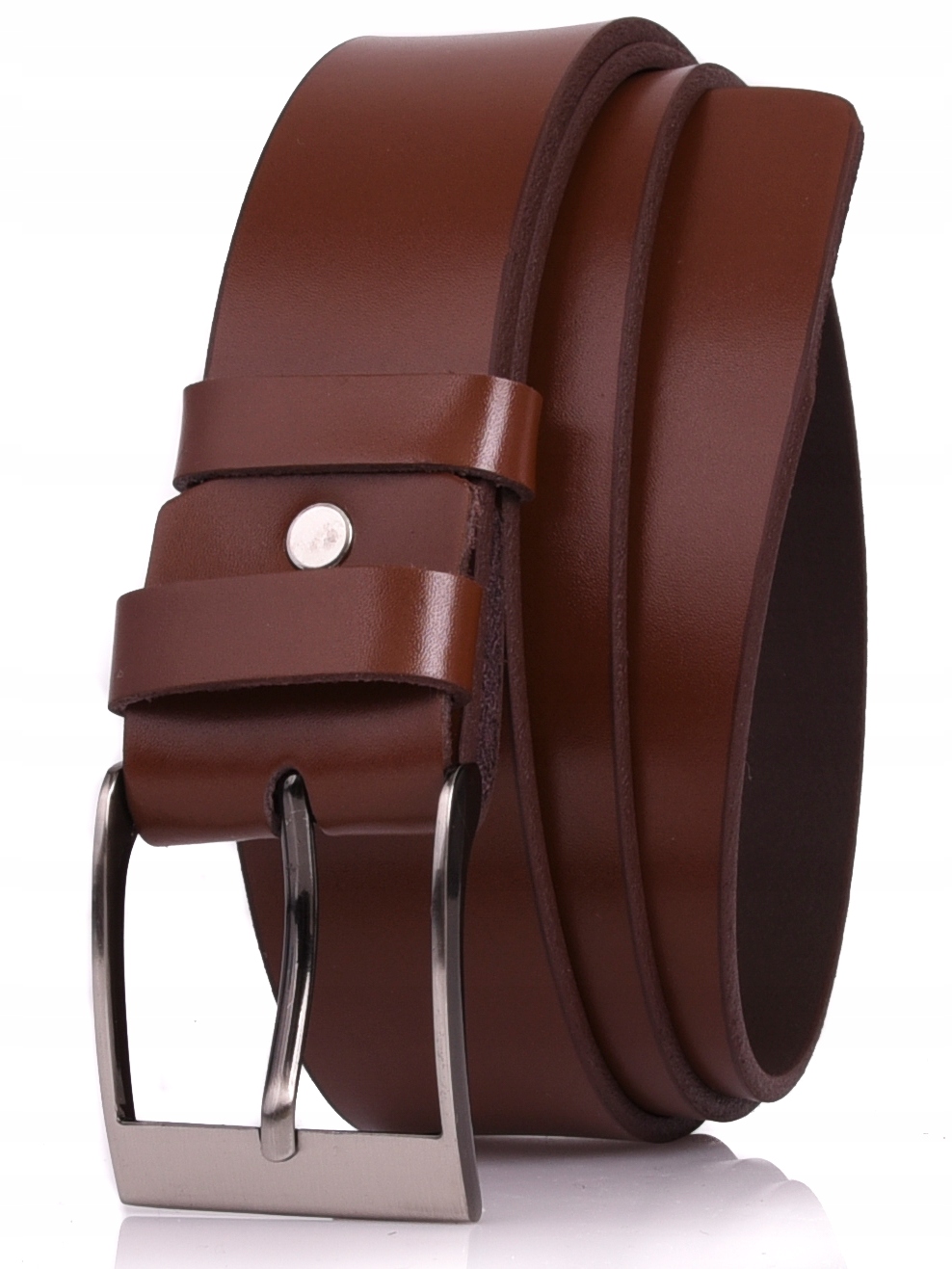 

Skórzany Pasek Męski 4cm Klasyczny Jeans Brąz