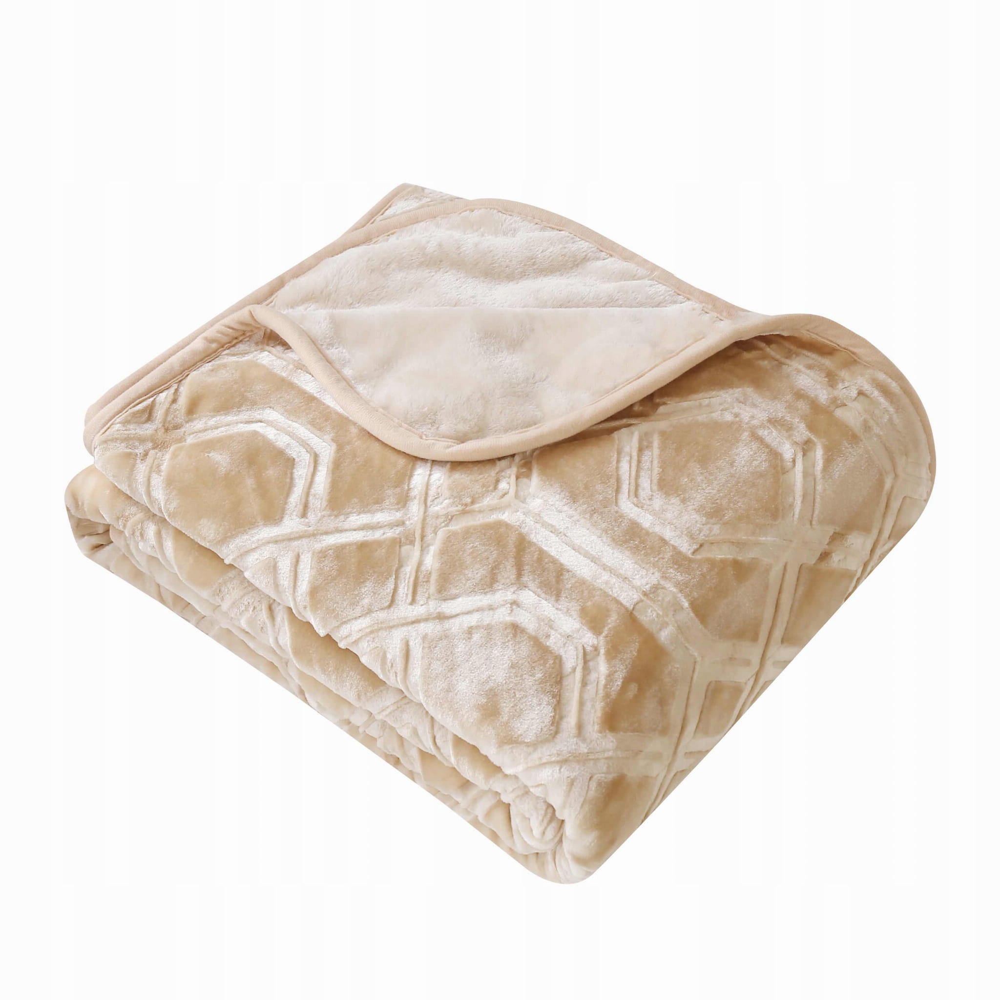 Silný, teplý, měkký přehoz na postel, béžový, lisovaný, 160 x 200 cm