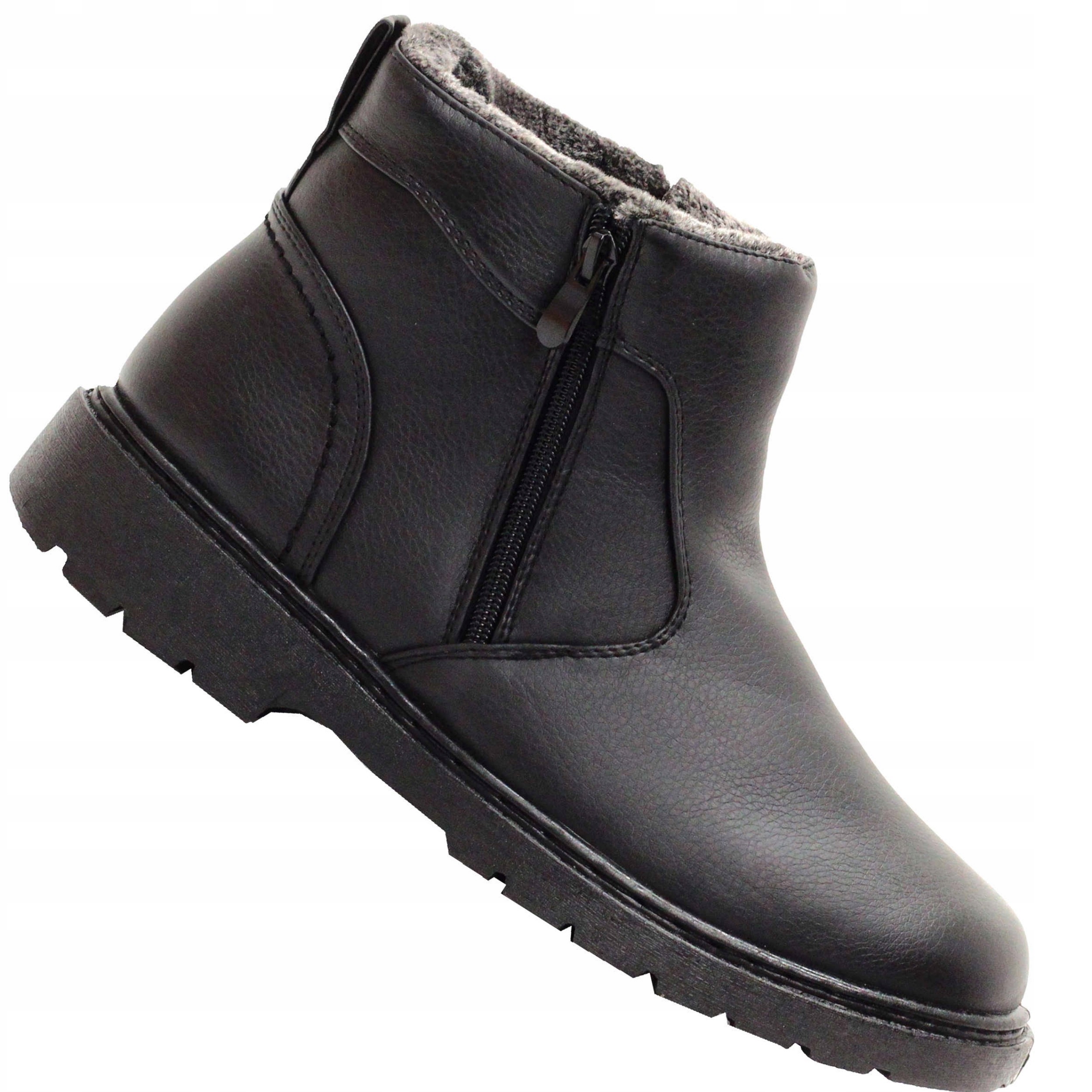 BUTY MĘSKIE ZIMOWE TRAPERY CZARNE ŚNIEGOWCE Marka bez marki