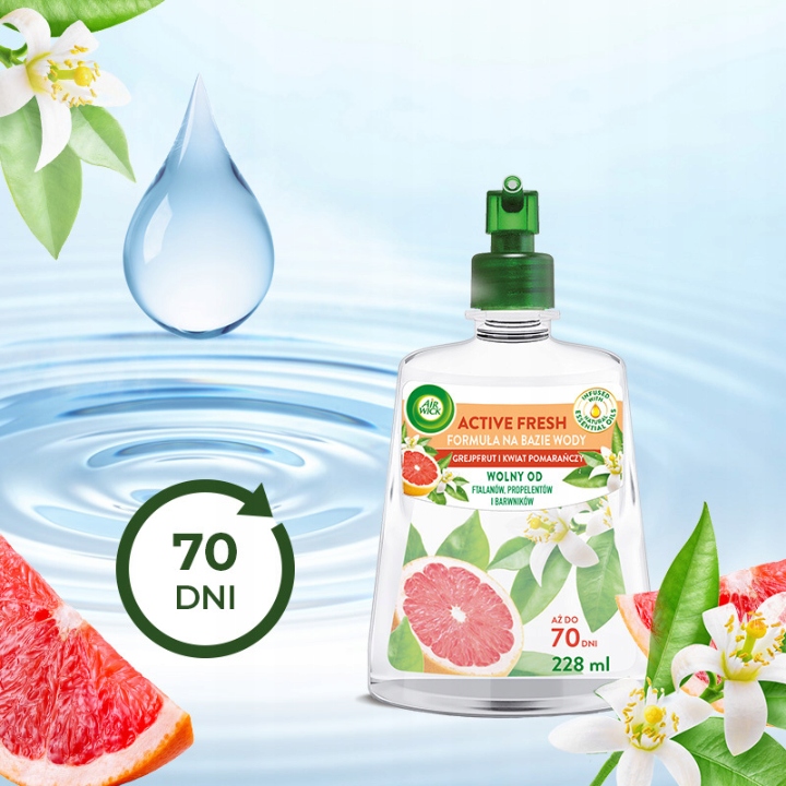 Air Wick Active Fresh Odświeżacz Powietrza Wkład Zapach Grejpfruta Kwiatu Pomarańczy