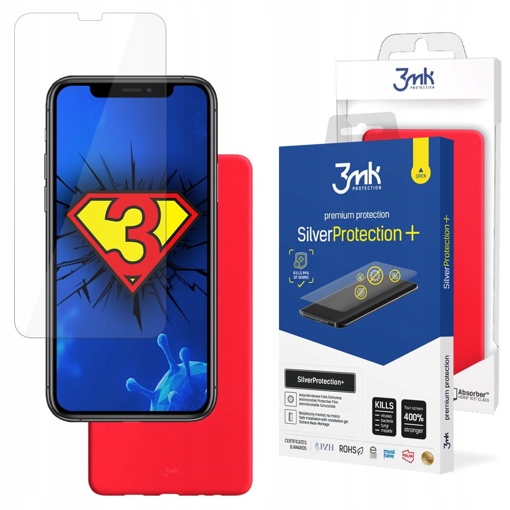 

Czerwone odporne Etui + Folia do iPhone 11 Pro 3mk