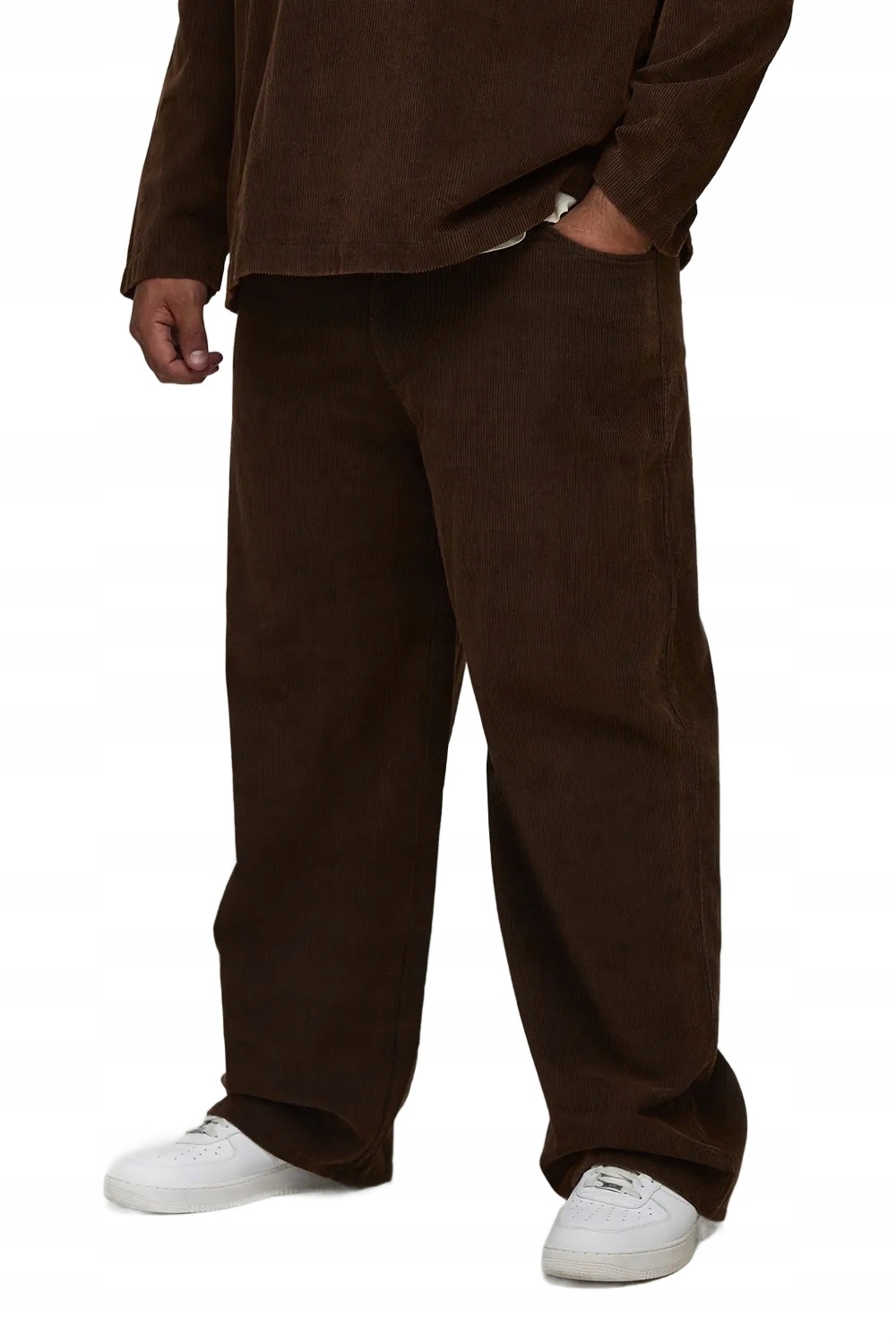 Boohooman Volné Pánské Kalhoty Šusťákové Hnědé Jednoduché Casual 42 Z3A