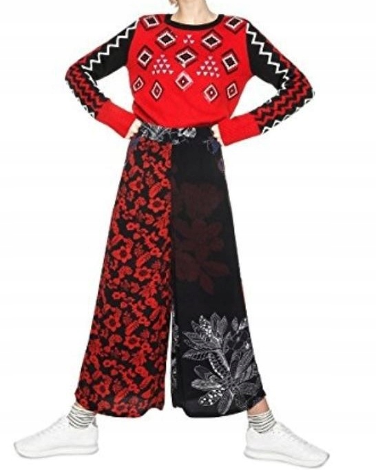

Desigual przewiewne spodnie typu palazzo gumka Xs