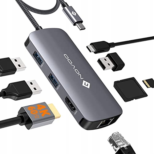 Novoo Usb C Hub 4K60Hz Hdmi Multiport Adapter, 8-in