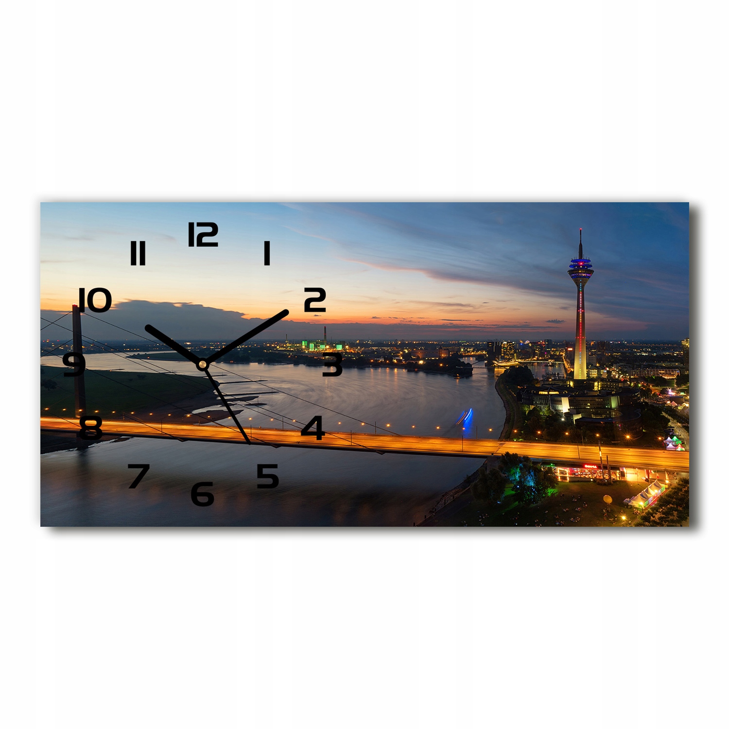 Sklenené nástenné hodiny Dusseldorf Nemecko 60x30 cm