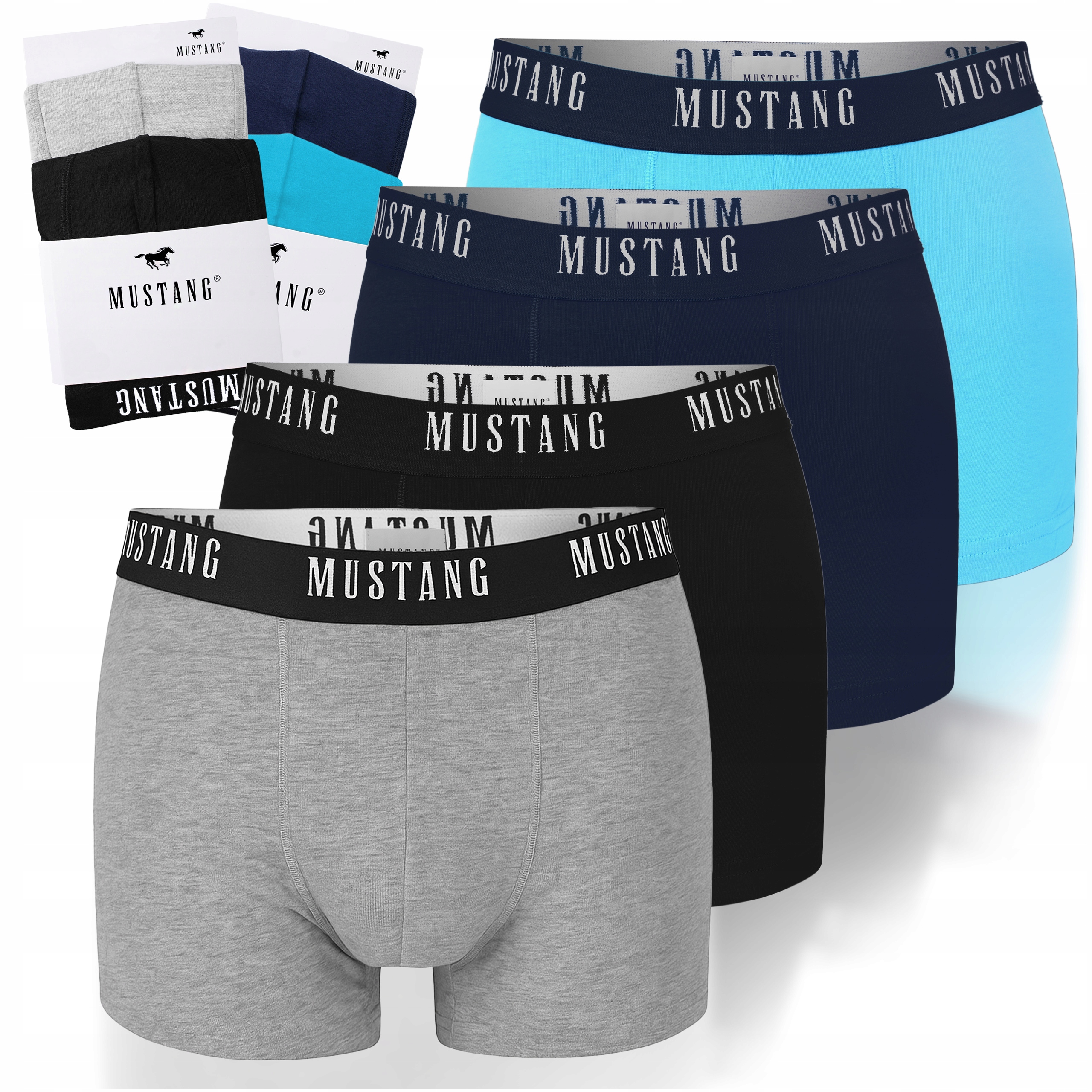 Mustang Bokserki Męskie 4 sztuki Zestaw Bawełna Logo Kolor Rozmiar XL