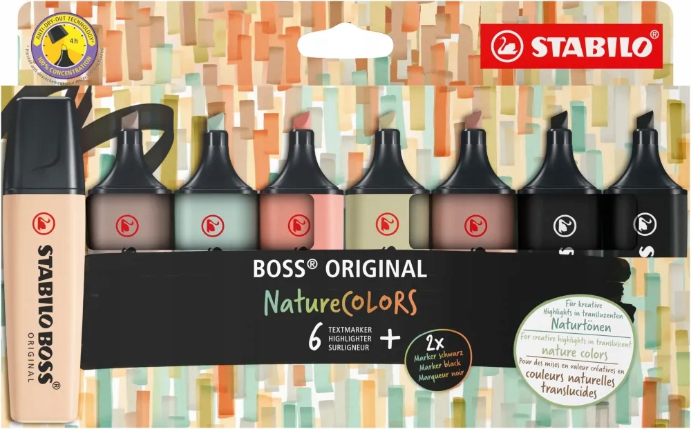 ZAKREŚLACZ PODKREŚLACZ STABILO BOSS ORIGINAL NatureCOLOR MIX 8 KOLORÓW ETUI