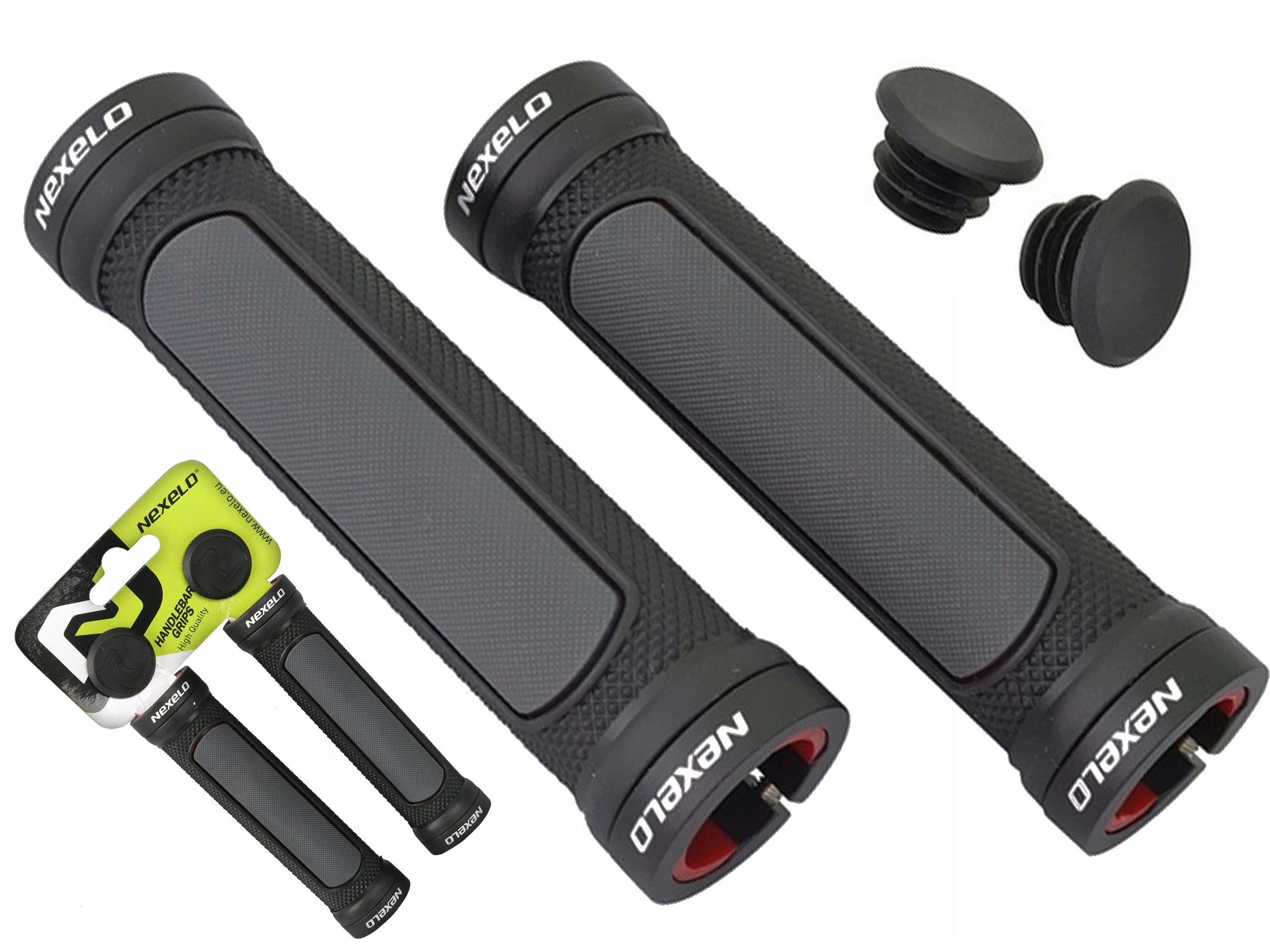 

Chwyty kierownicy Nexelo 128mm obejma czarno/szare