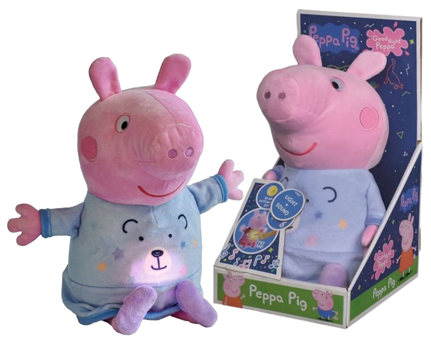 Interaktywna maskotka Peppa Pig z kołysanką 2w1 25 cm pluszowa