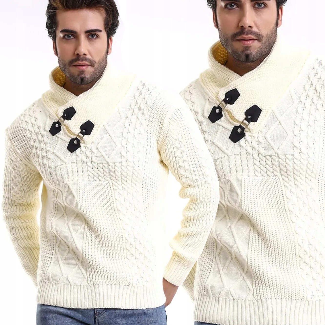 Pánský svetr Tlustý Teplý Vlna Rolák Stojka Nákrčník