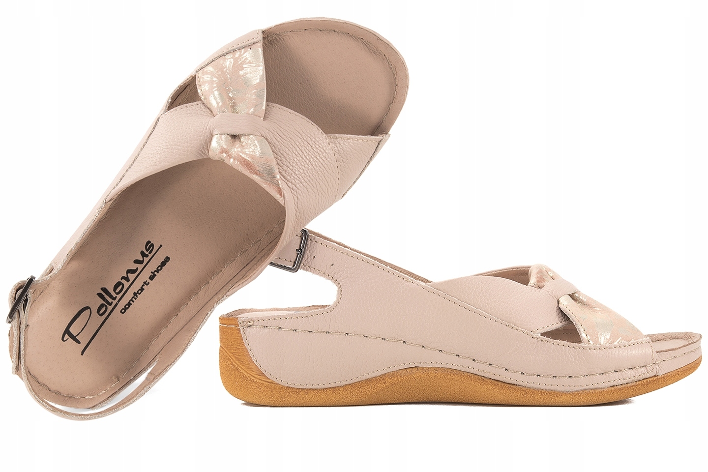 Pollonus 0686 Dámské Sandály Komfort Koturn Pu béžové 38 Béžová