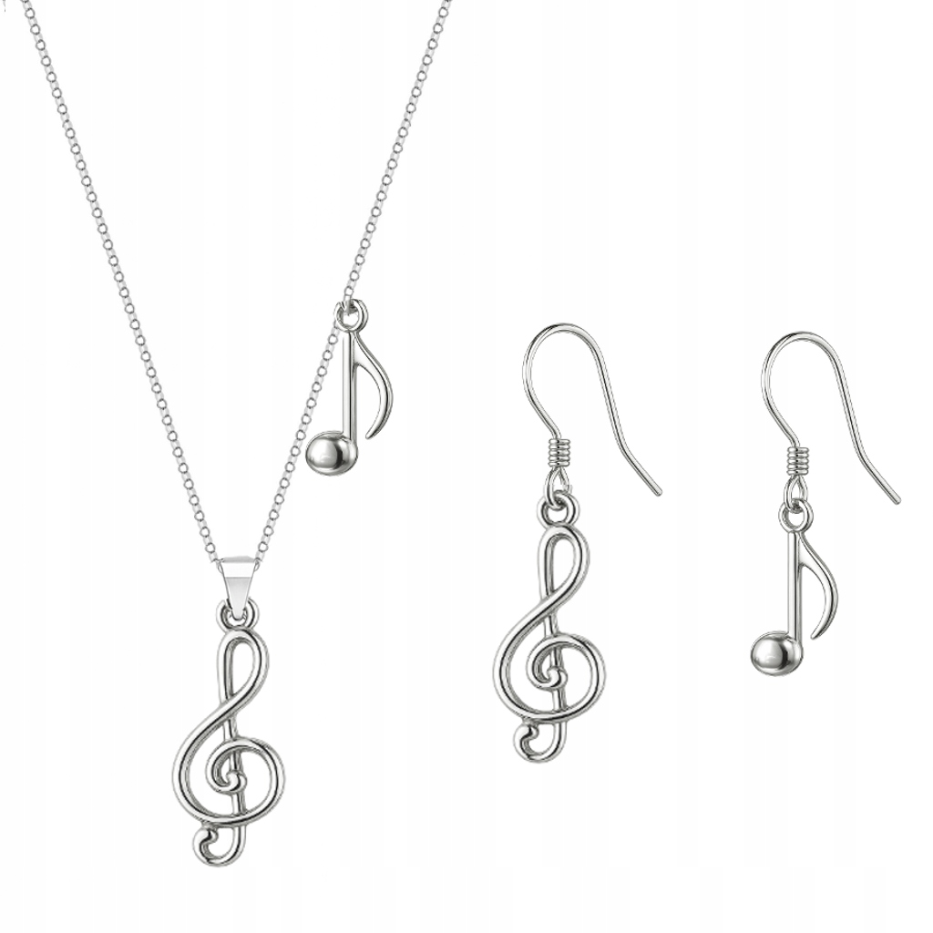 Sada stříbrných šperků Nutka a houslový klíč pro hudbu Stříbro 925