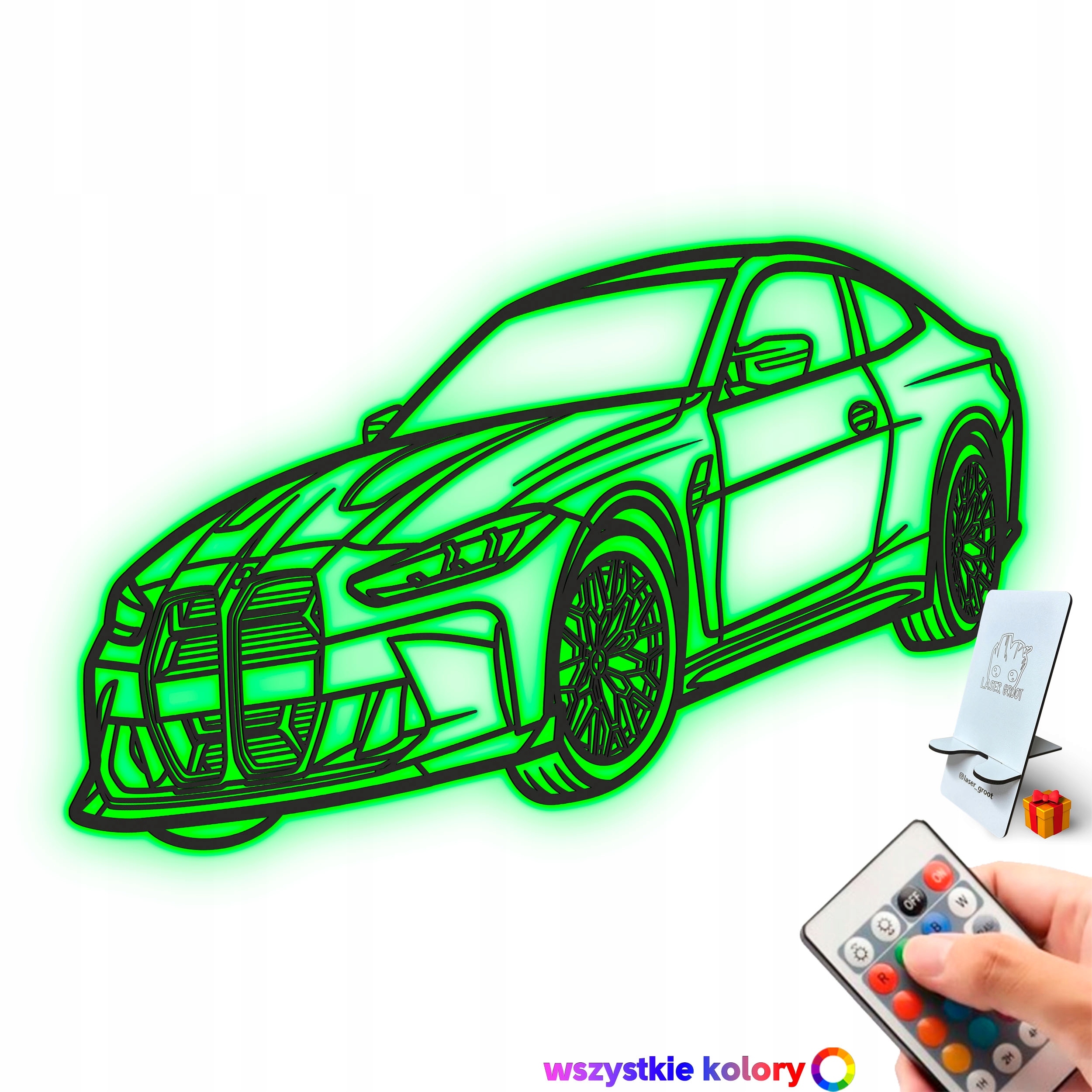 Dřevěný 3D obraz Bmw M4 line ve stylu Line Dárek Noční Lampa Led XXL
