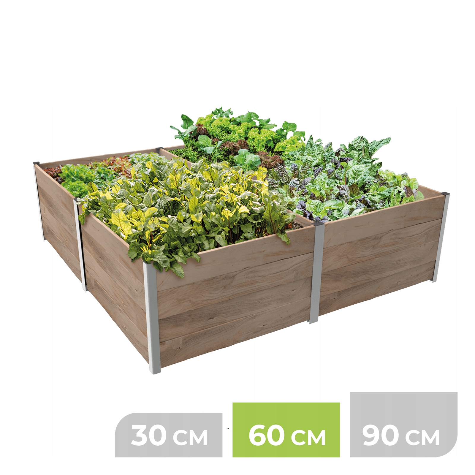 Modulárna vyvýšená vysoká záhonová záhradná skrinka 207x207x60H