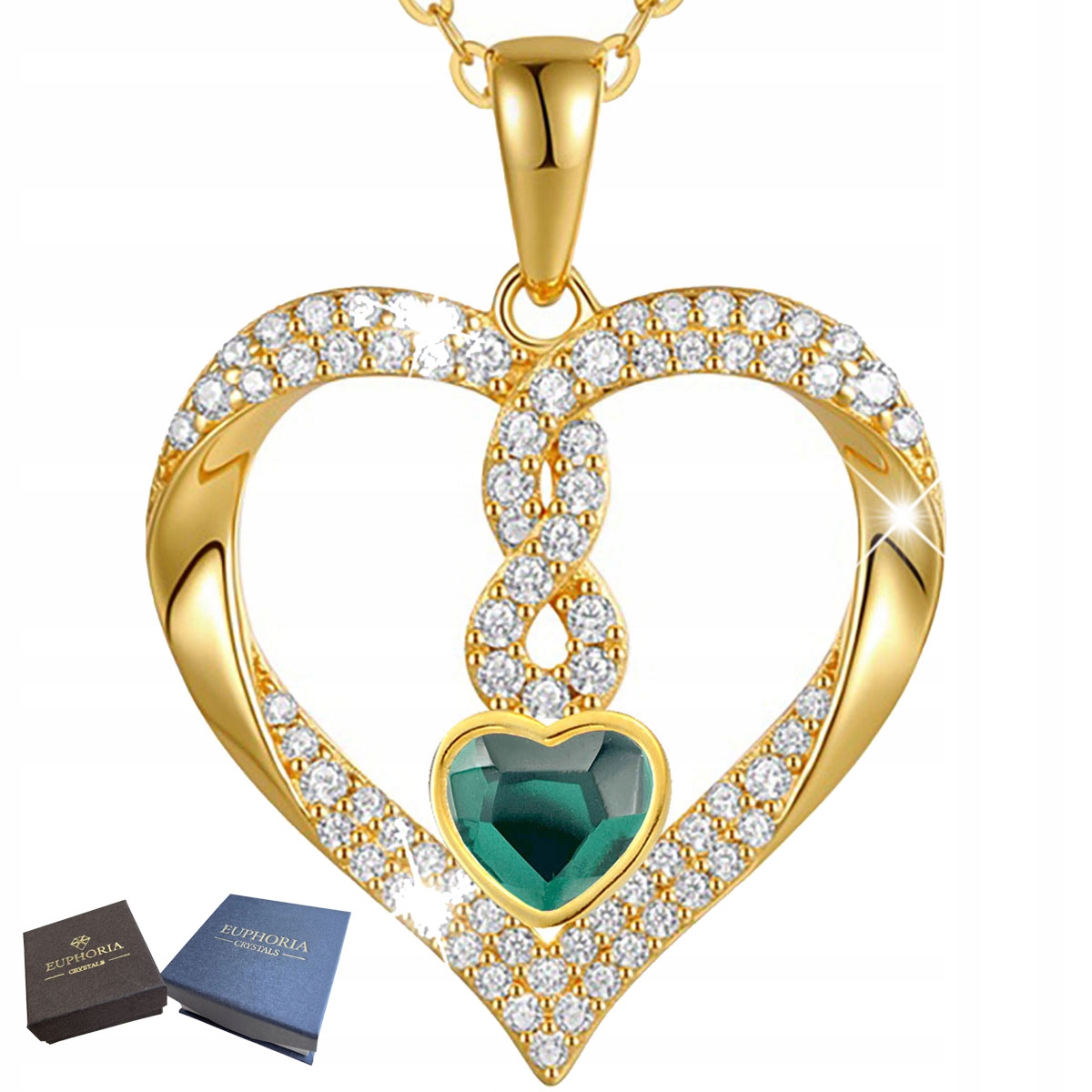 Zlatý náhrdelník Stříbro 925 Srdce Dárek pro manželku s zirkony Infinity