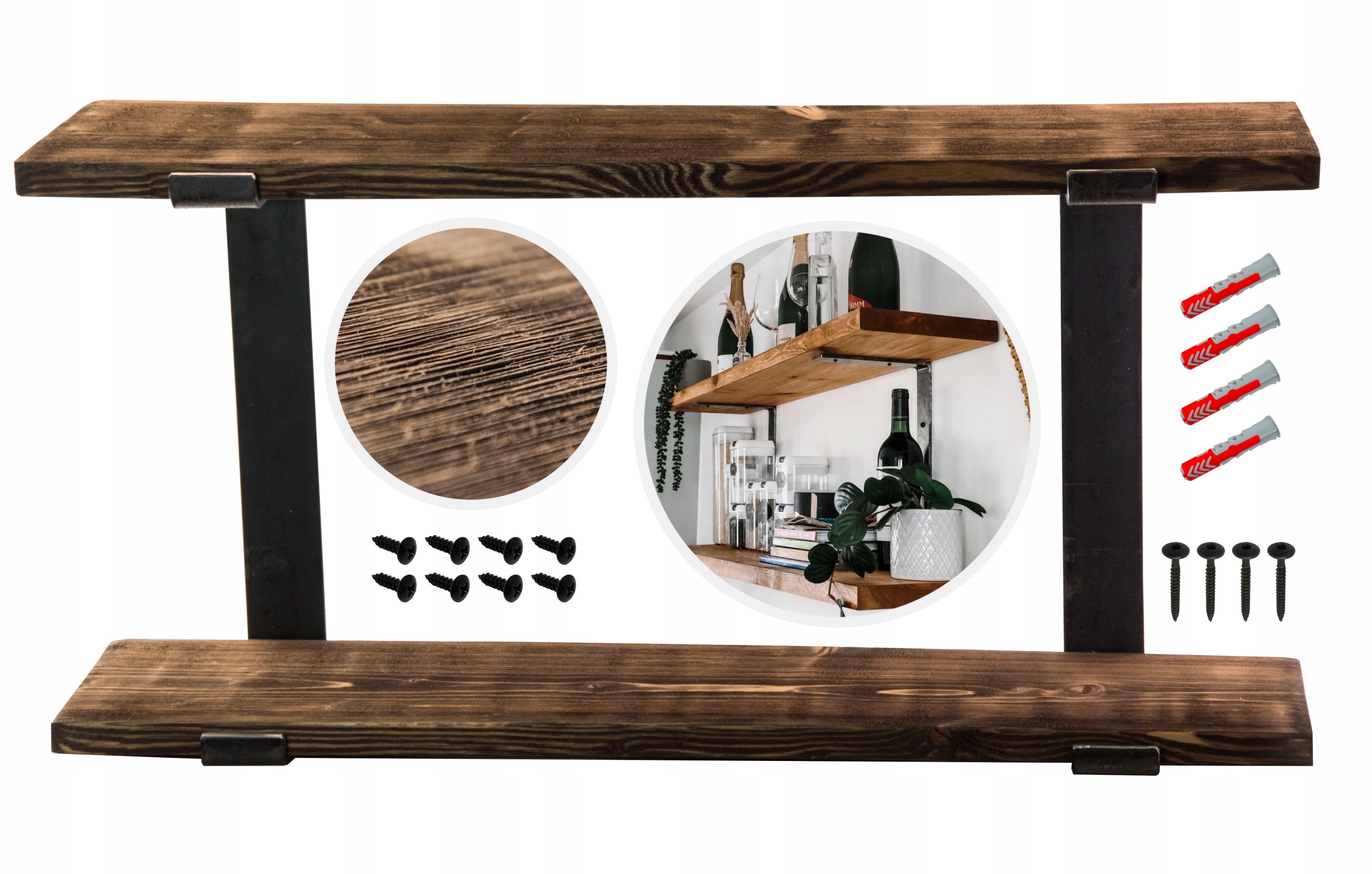 

Półka Drewniana Loft Ścienna 60CM +wsporniki