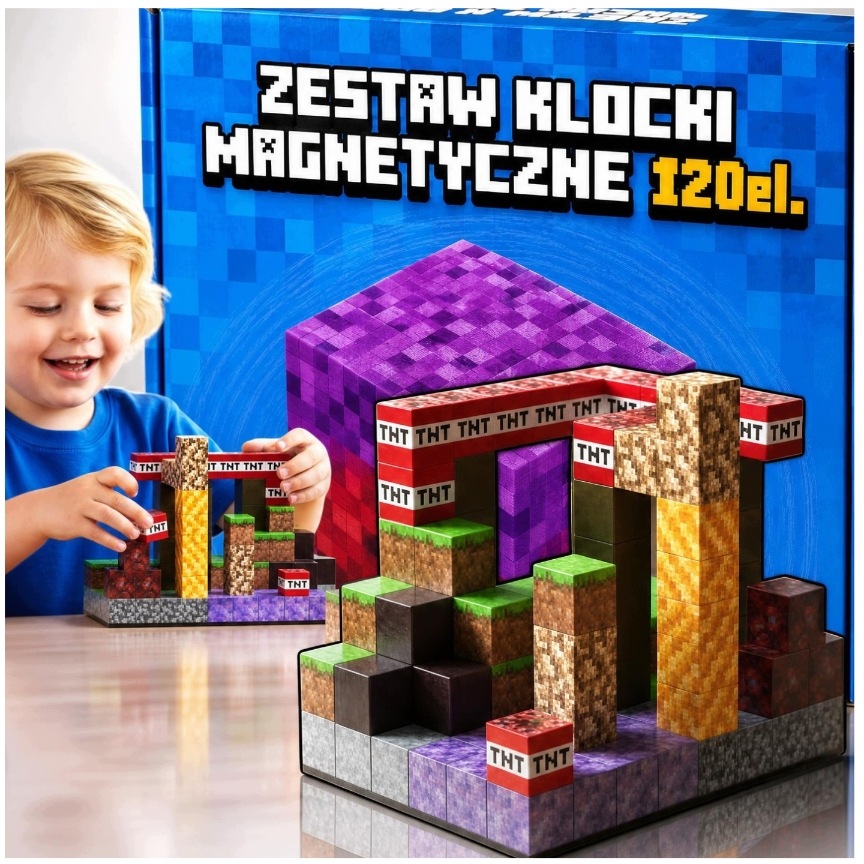Klocki Magnetyczne bloczki Pixel sześciany konstrukcyjne dla dzieci 120el.