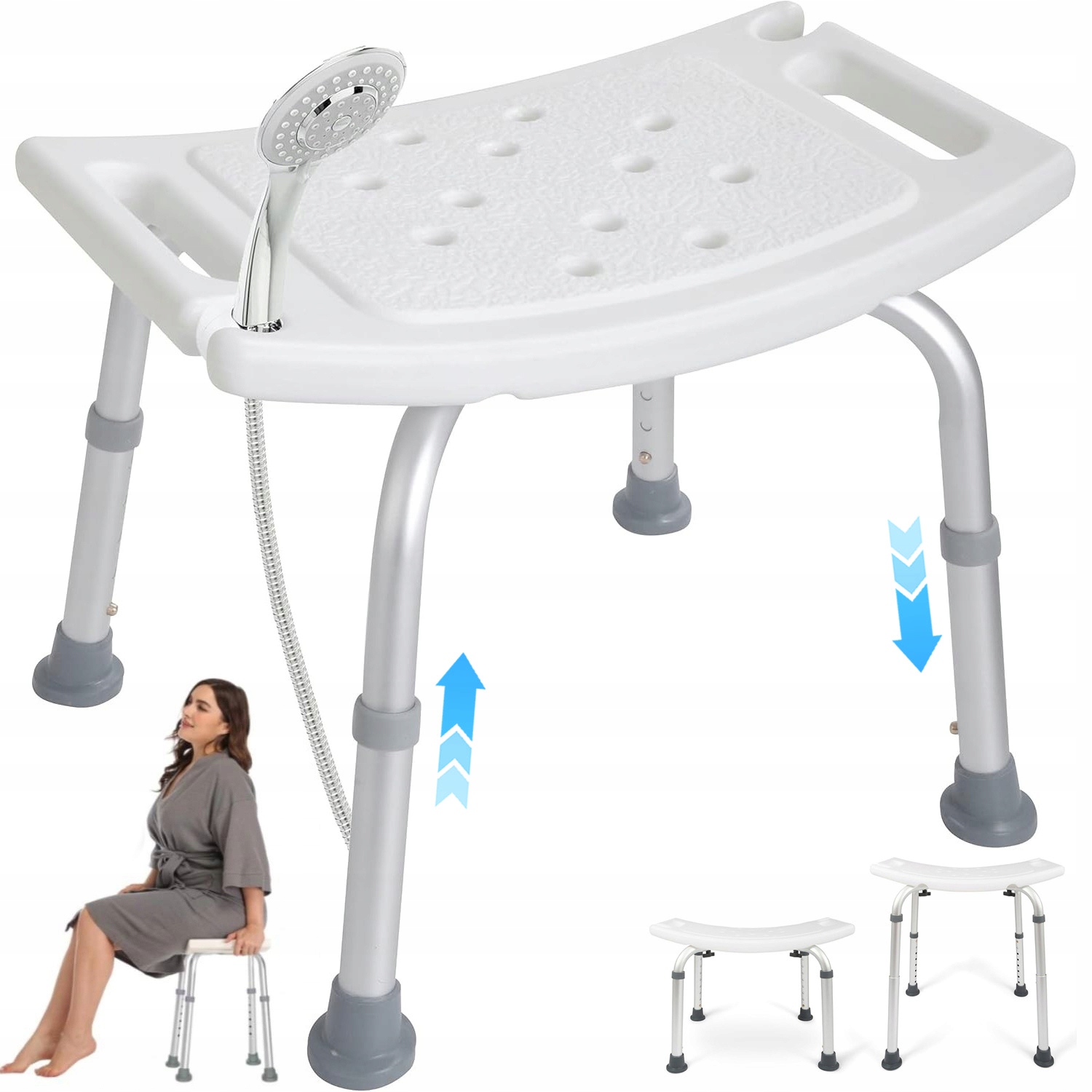 Krzesło Prysznicowe Taboret Prysznicowy Do Kąpieli Regulowane Do 100KG