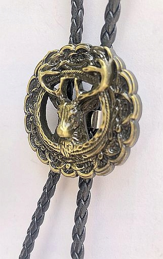 Jelen paroháč hnědý kravata bolo western pletenina přírodní kůže