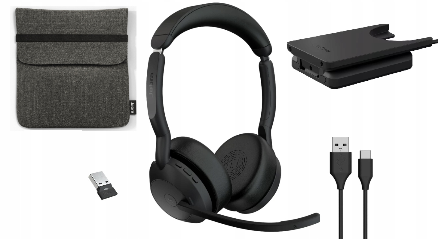 Jabra Evolve2 55 Link380a Ms Stereo zestaw słuchawkowy z ładowarką