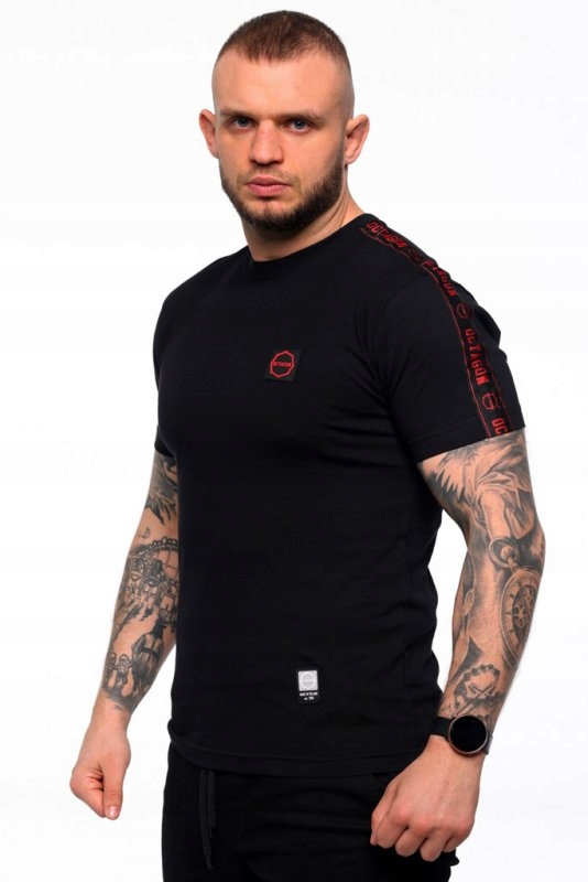 Tričko Octagon s pruhy, černo-červené, XL