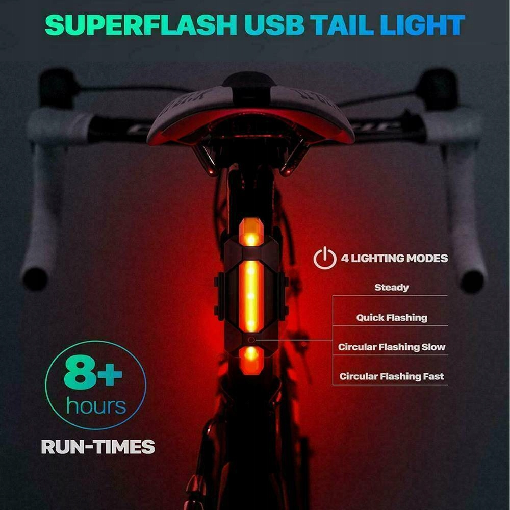 ZESTAW ROWEROWY LAMPKA PRZÓD TYŁ LED USB ŚWIATŁA Stan opakowania oryginalne