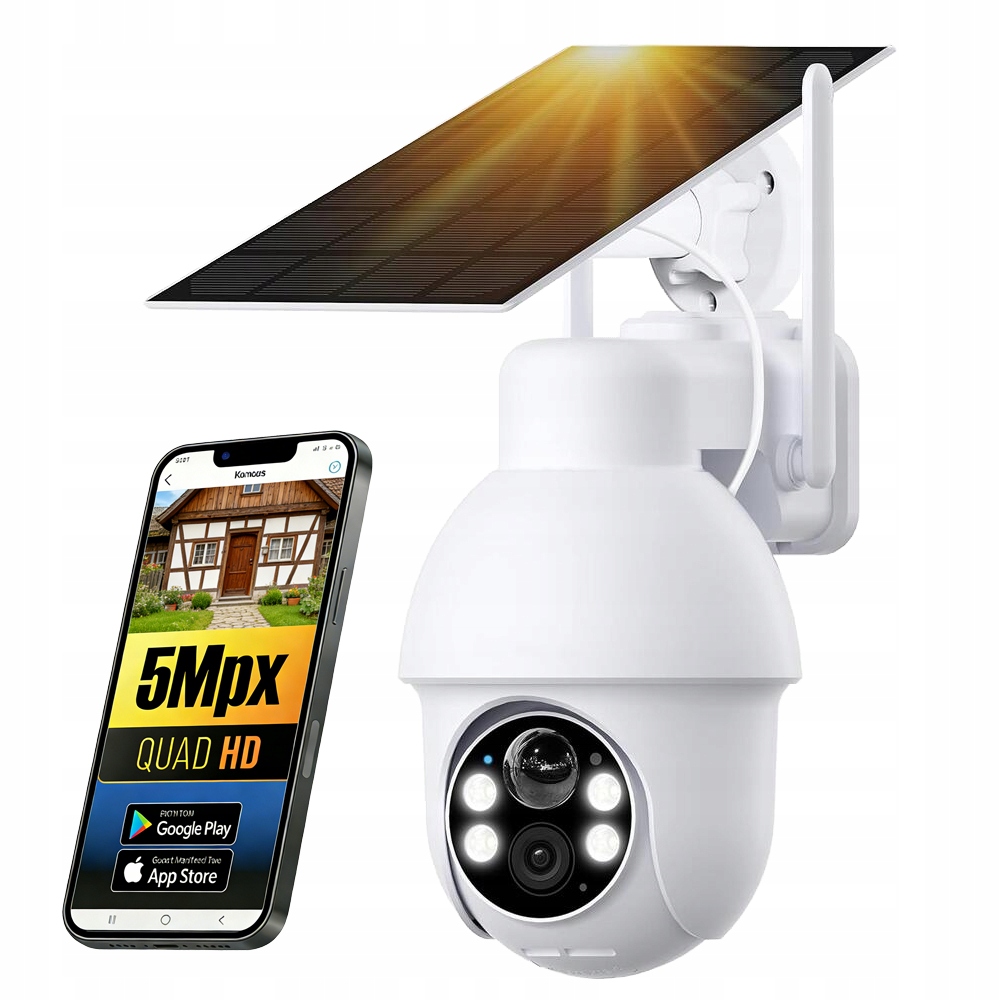 Wifi 5MP venkovní otočná bezdrátová solární kamera s akumulátorem