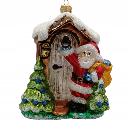 

Bombki Choinkowe Szklane Mikołaj w drzwiach14x11cm