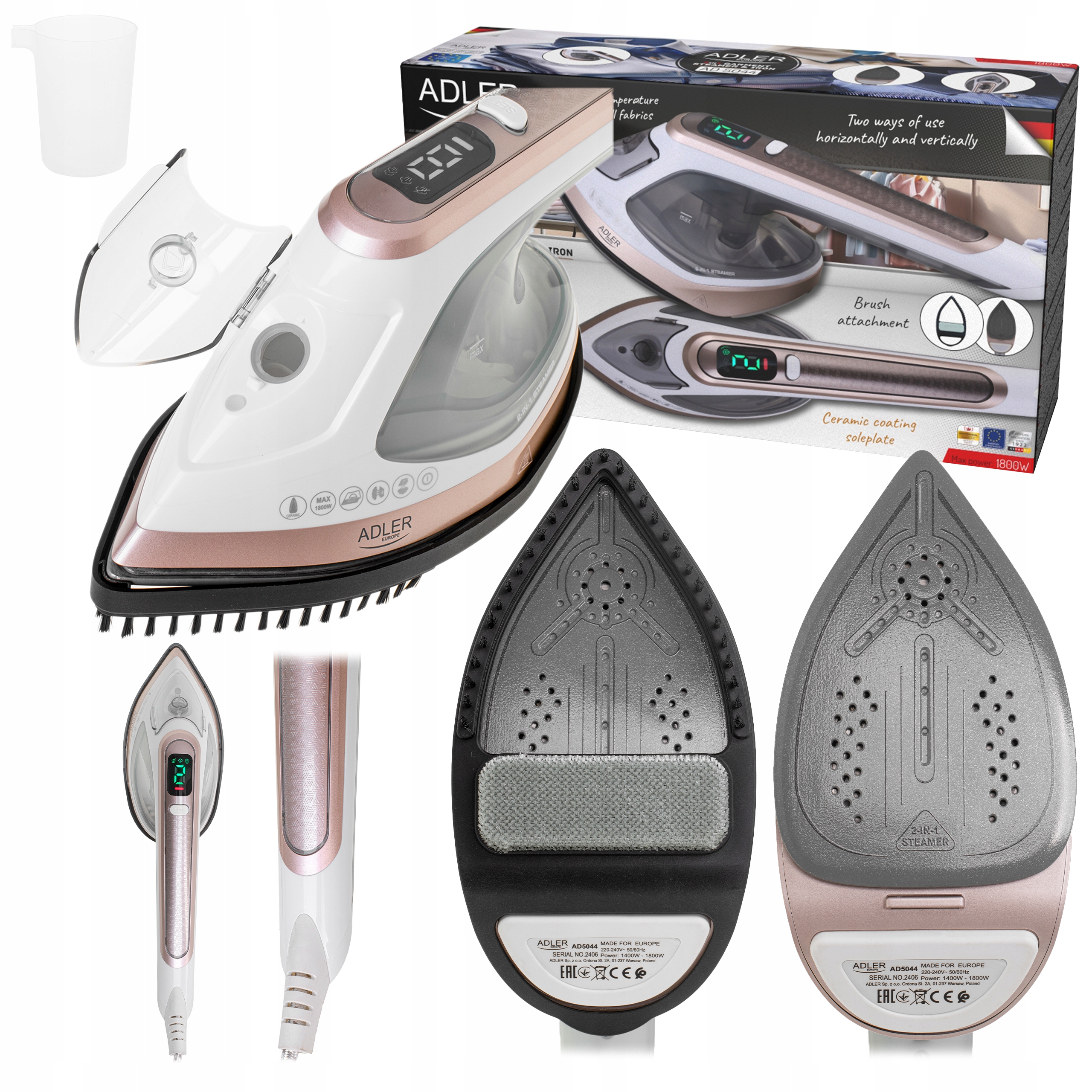 Parownica do ubrań Żelazko parowe 2w1 Steamer Ceramiczna stopa 1800W