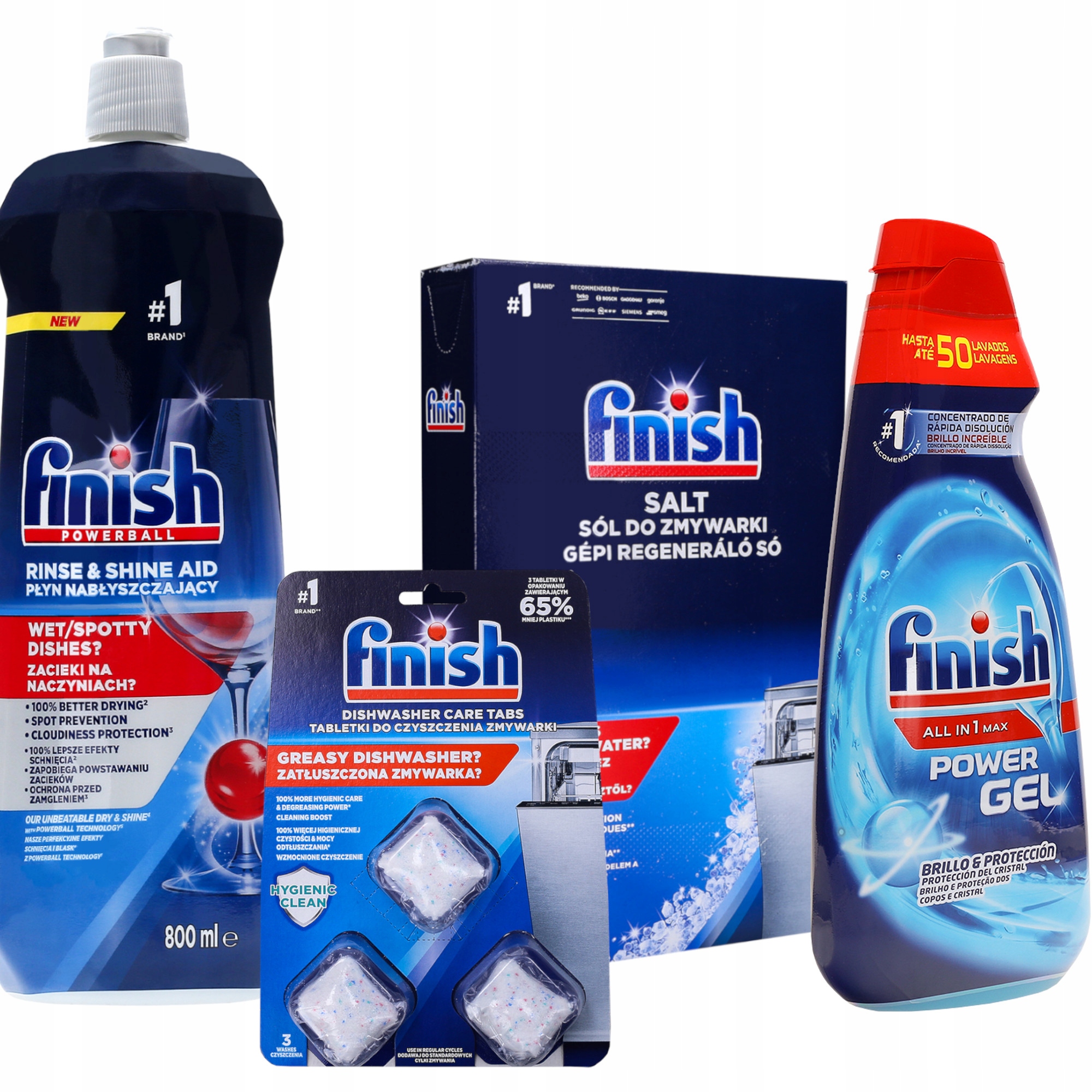 Levně Sada Finish XL Do Myčky Gel Sůl Leštidlo Čistící Tablety Reg