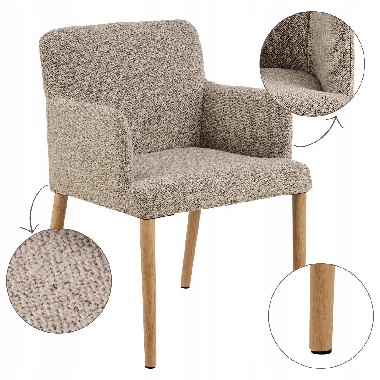 Pohodlná Široká Béžová Stolička Do Jedálne, obývačky, kuchyne s operadlom