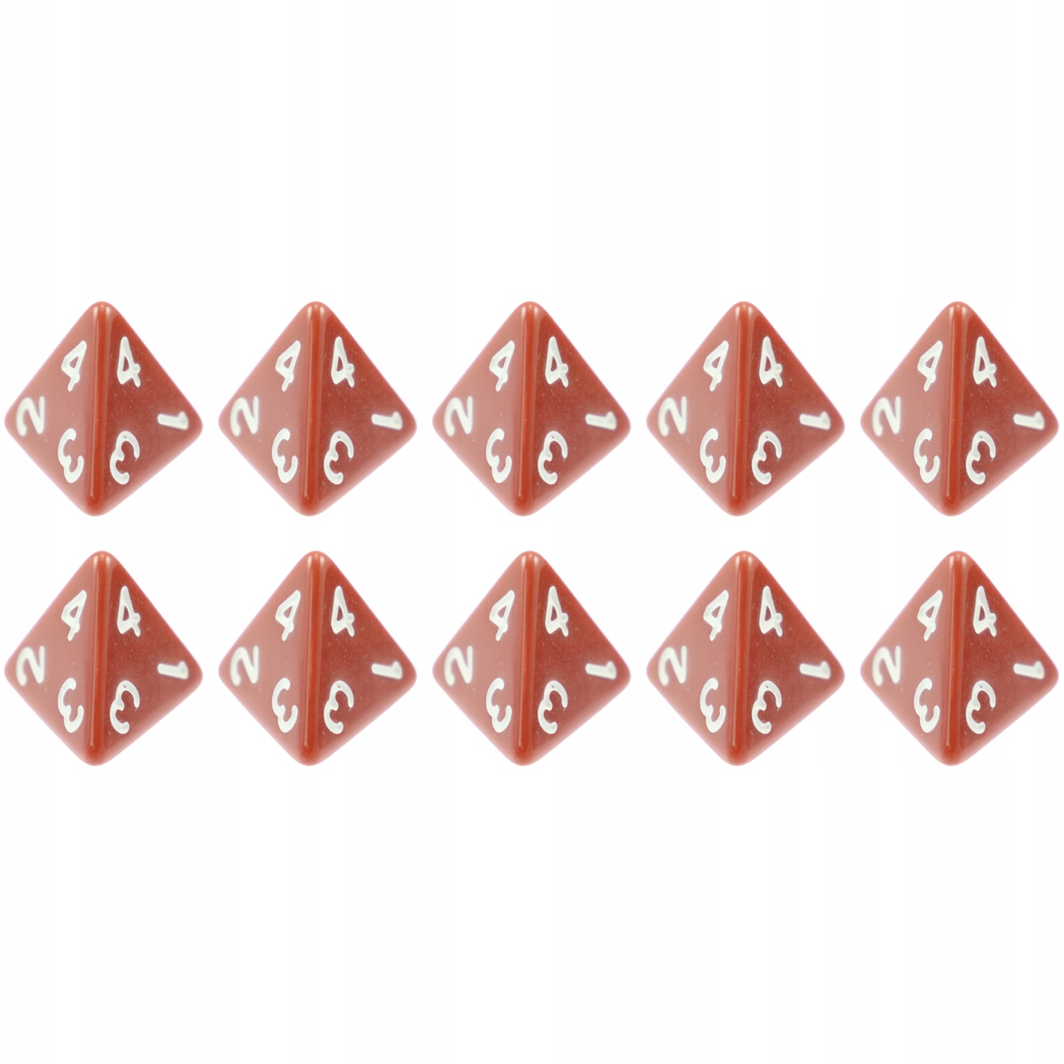 ZESTAW 10 KOSTEK K4 RPG BRĄZOWA KOŚĆ CZTEROŚCIENNA