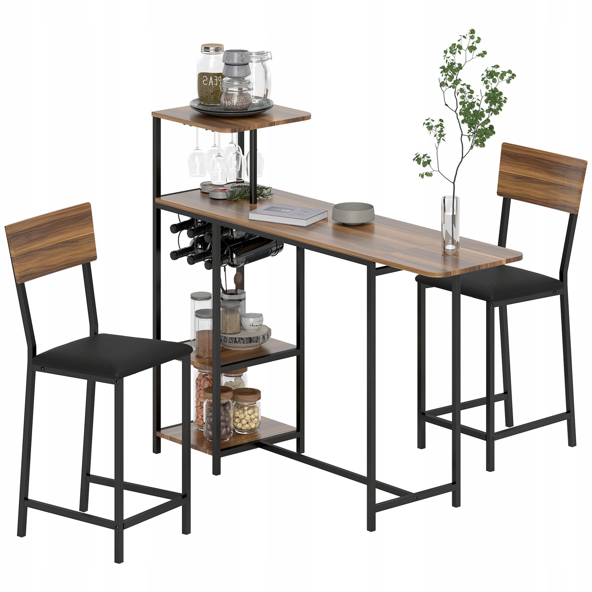 Sestava Homcom: rozkládací barový stůl 110/140 × 40 × 116 cm, hnědá/