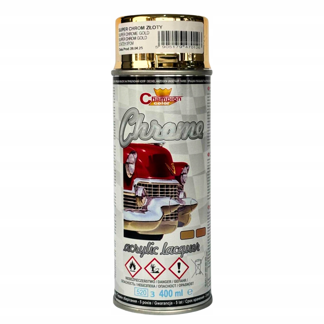 Lakier akrylowy Chrom spray Champion 400ml Złoty