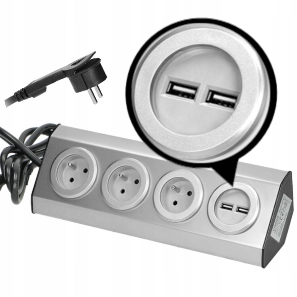 

Gniazdo meblowe narożne blatowe 3GN ładowarka Usb