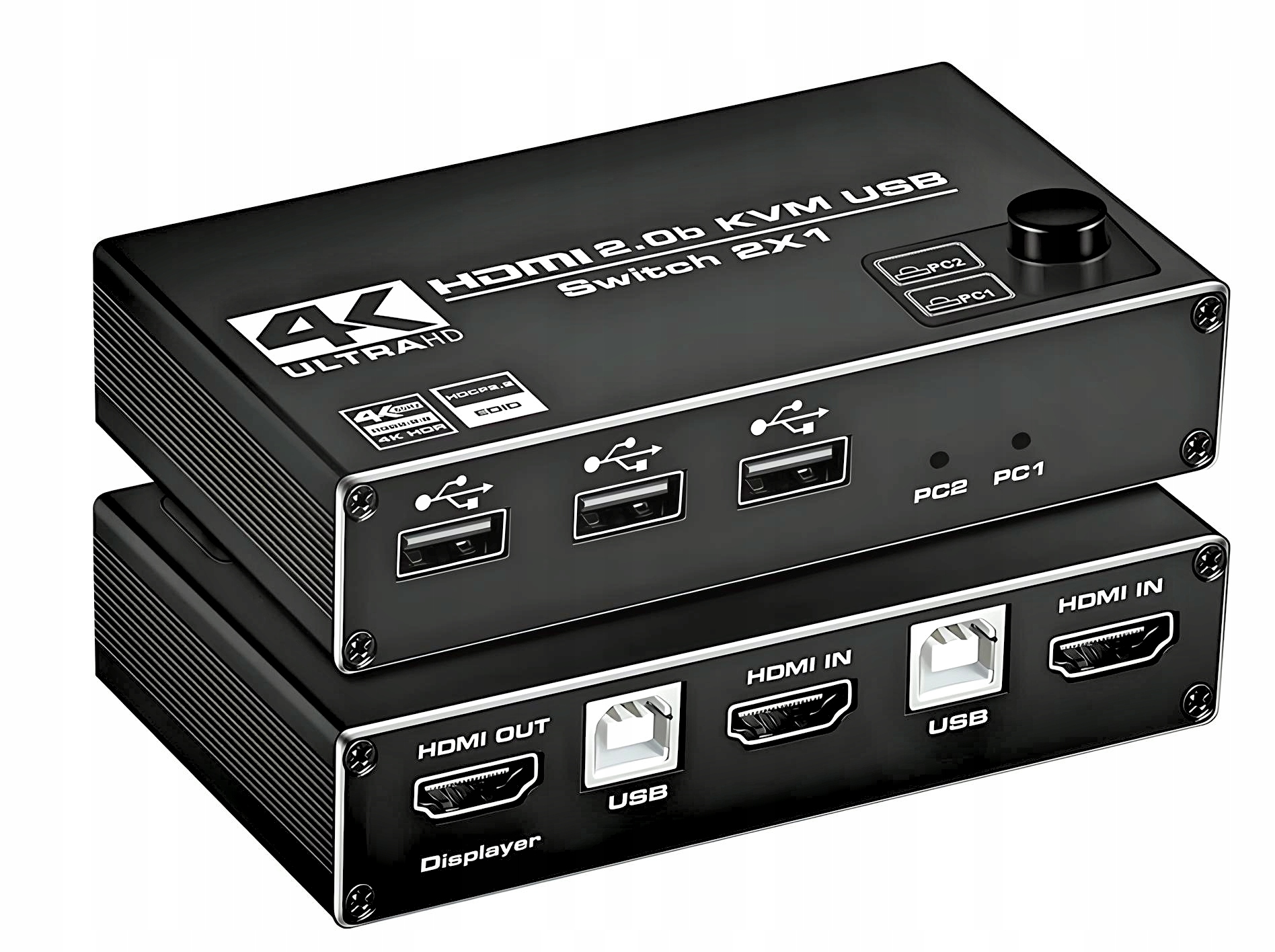 SWITCH KVM HDMI 2.0 USB PRZEŁĄCZNIK 4K/60Hz 3xUSB + KABLE SKRÓT KLAWISZOWY