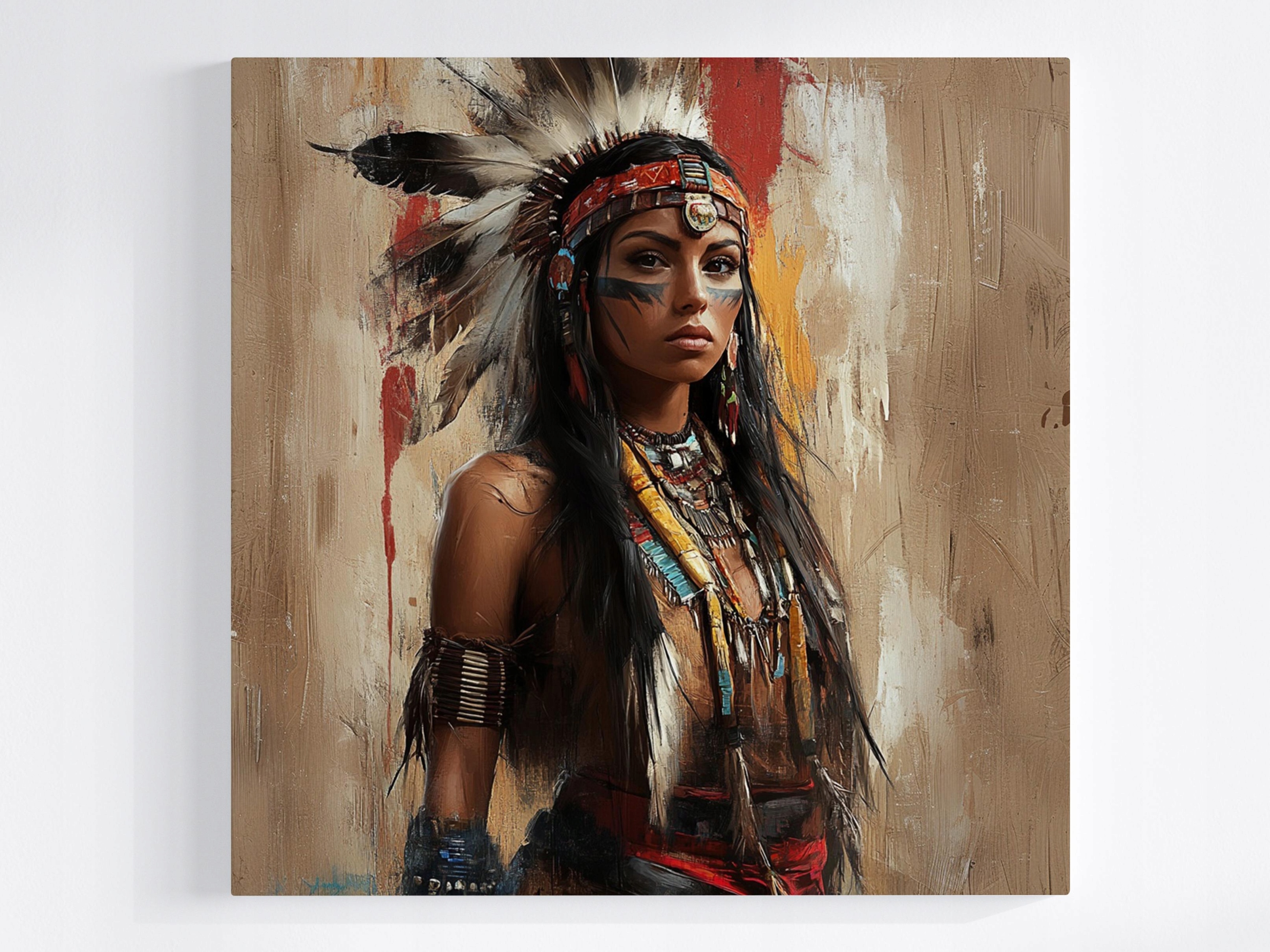 Obraz Na Plátně Canvas Portrét Žena Indiánka Tribal Boho Etno 80x80