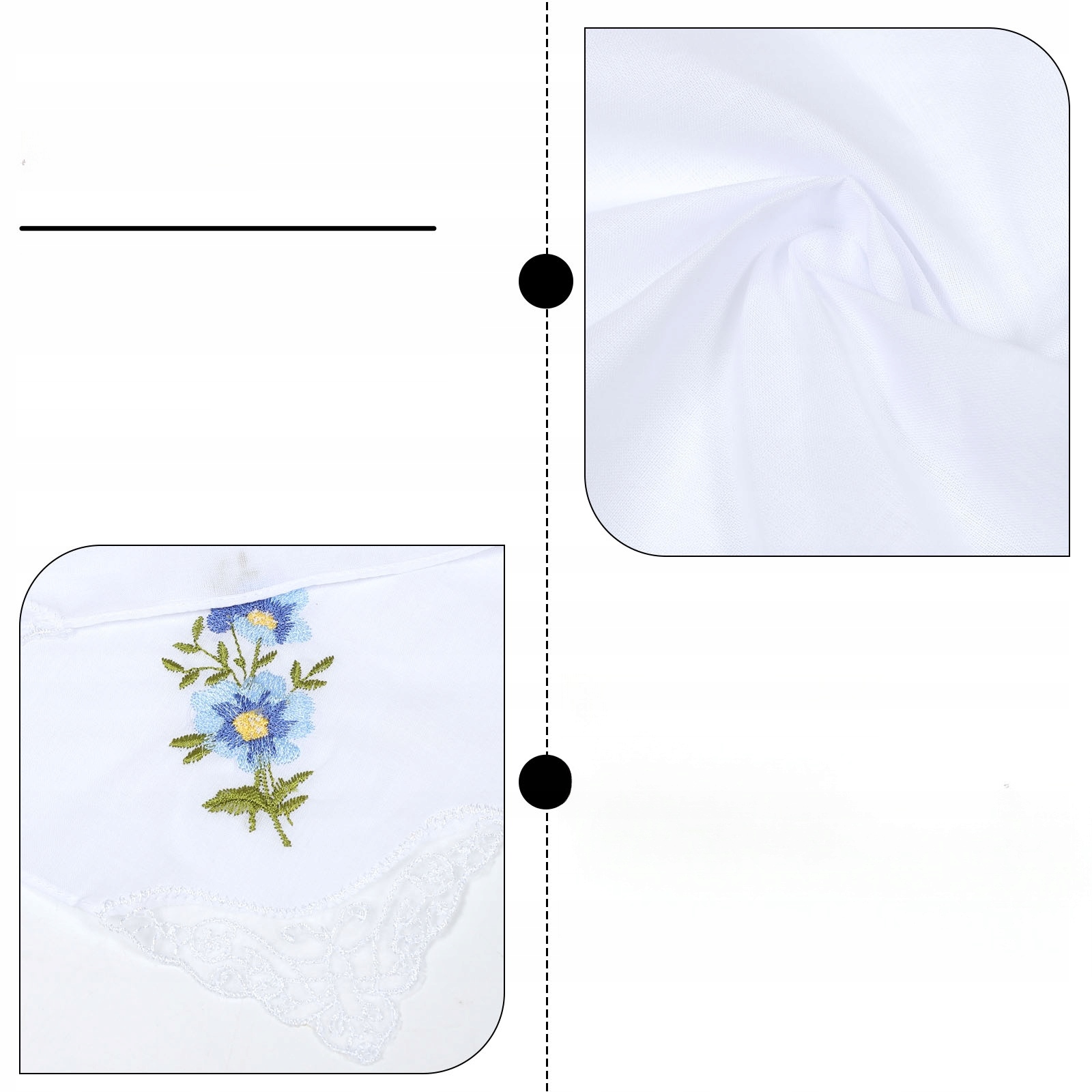 CHUSTECZKI HAFTOWANE DAMSKIE CHUSTECZKI ANTYCZNE BAWEŁNIANE Kolor dominujący biały