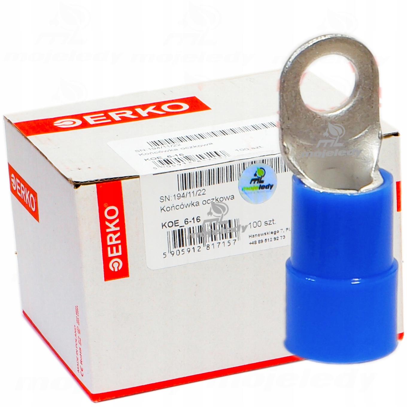 Izolovaná očková koncovka Koe 6 16 Erko 100ks