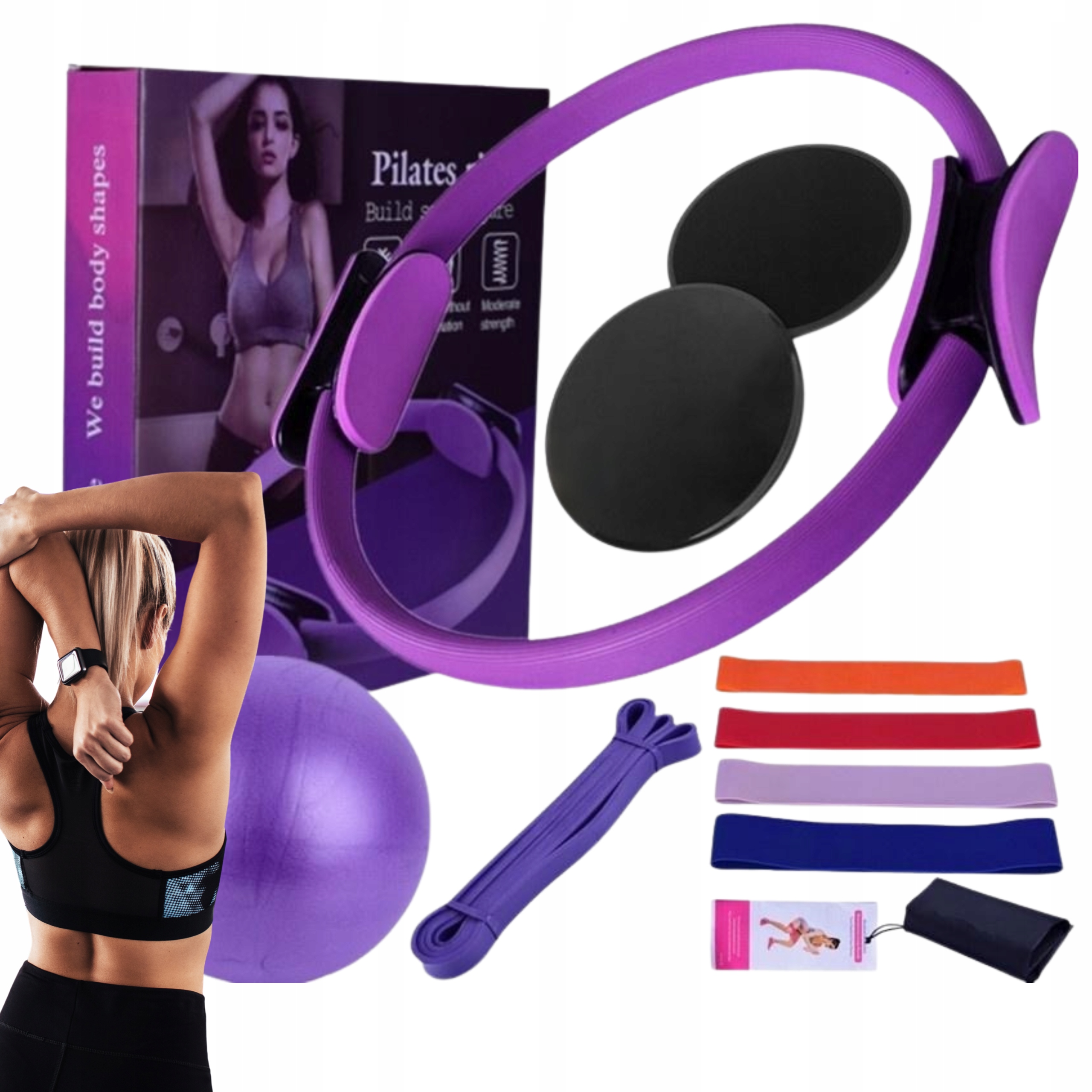 Zestaw Do Jogi Pilatesu Do Ćwiczeń W Domu Pierścień Piłka Taśmy Oporowe
