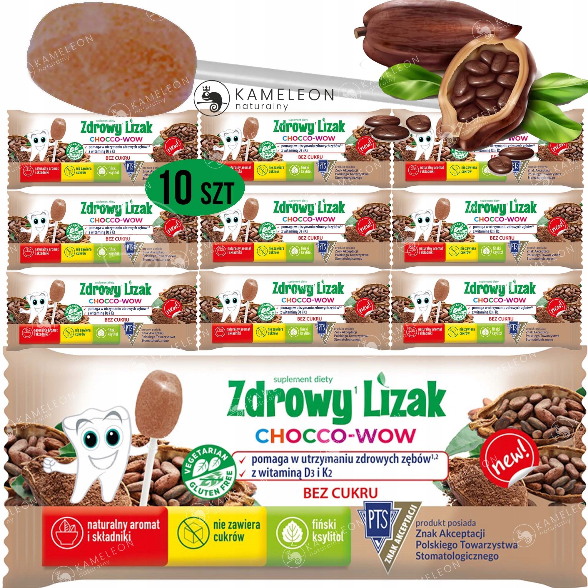 LIZAK CHOCCO WOW KAKAO Witamina D3 i K2 EKO 10 szt EAN (GTIN) 5907763674156