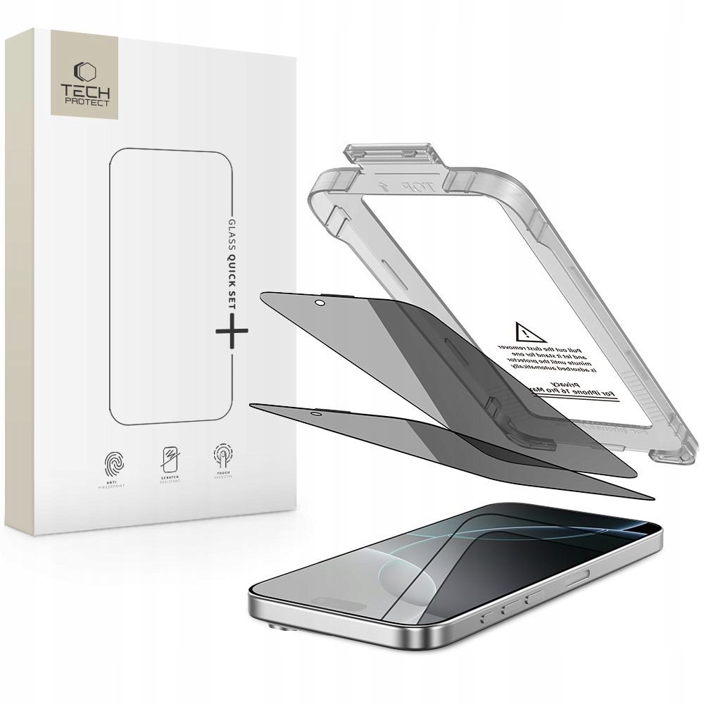 Szkło prywatyzujące do iPhone 16 Pro Tech-protect Quick Set Spy+ Privacy