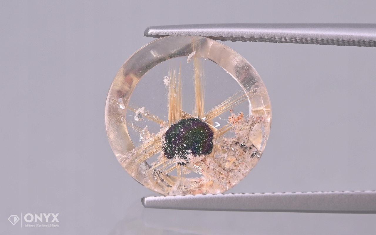 Křemen s rutilem dlaždice kulatá fi 14 mm